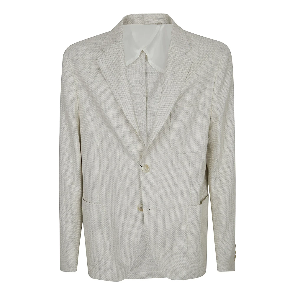 Etro Mannelijk Beige Jassen Heren, L, Katoen, Enkelrijige Katoenmix Blazer