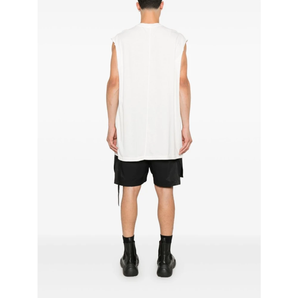Rick Owens Wit Jersey T-shirt Mouwloos Ronde hals White Heren