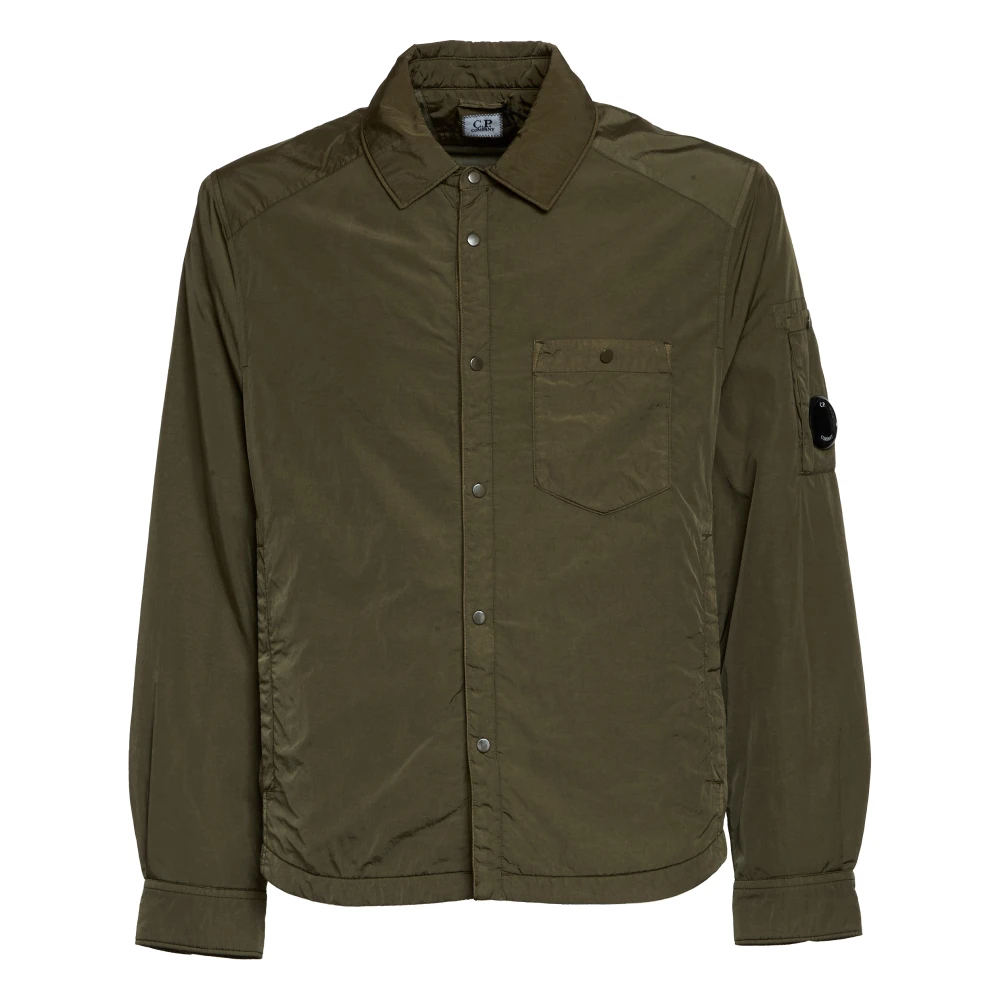 C.p. Company Men's Green Chrome-R Lens Button Overshirt