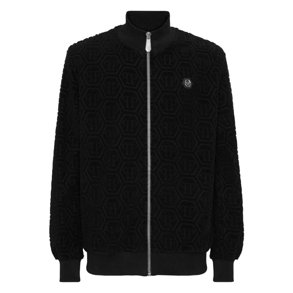 Philipp Plein Men's Black Jacquard Tracksuit Jacket Monogram
