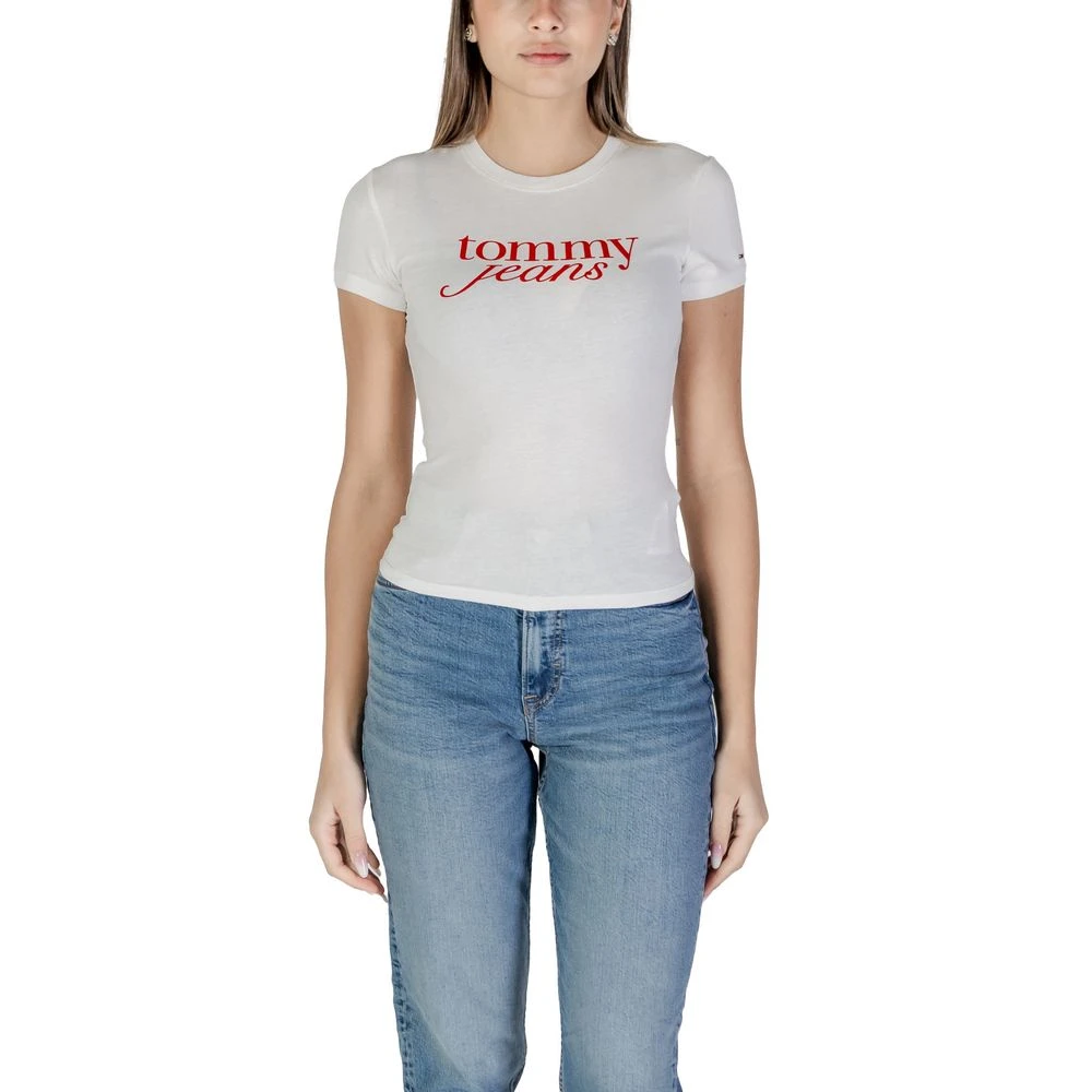 Tommy Jeans Witte Katoenen Geregenereerde Tops & T-Shirt White Dames