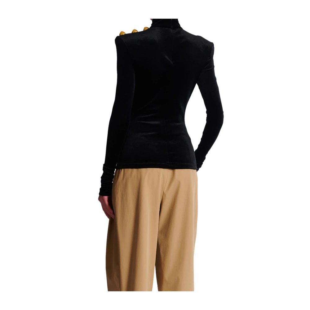 Balmain Zwarte fluwelen coltrui Black Dames