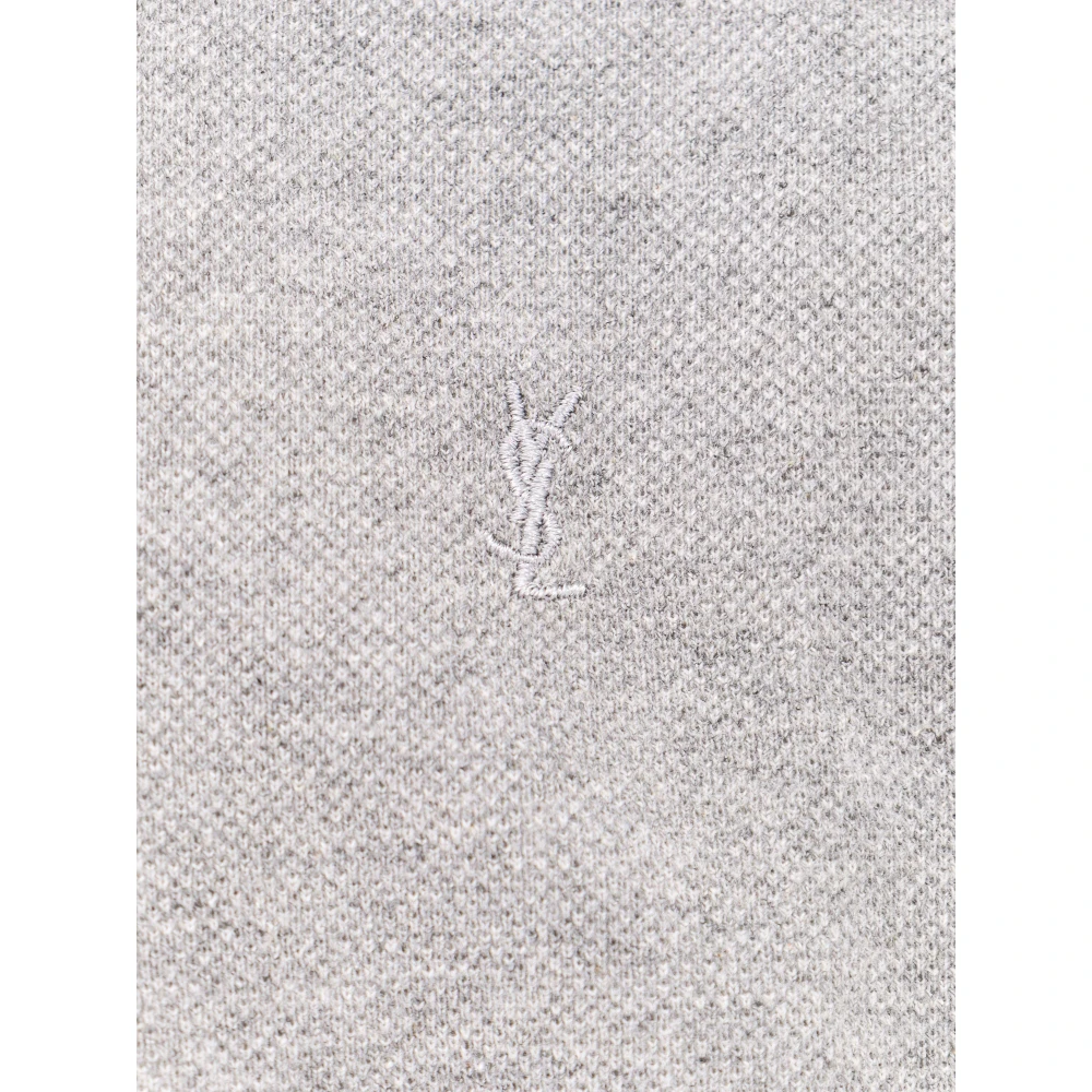 Saint Laurent Polo Shirt met Geborduurd Monogram Gray Heren