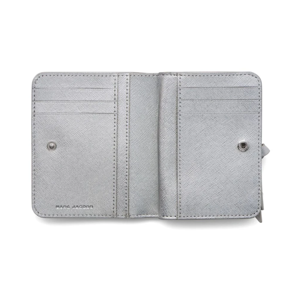 Marc Jacobs Leren Logo Bi-Fold Tas Gray Dames
