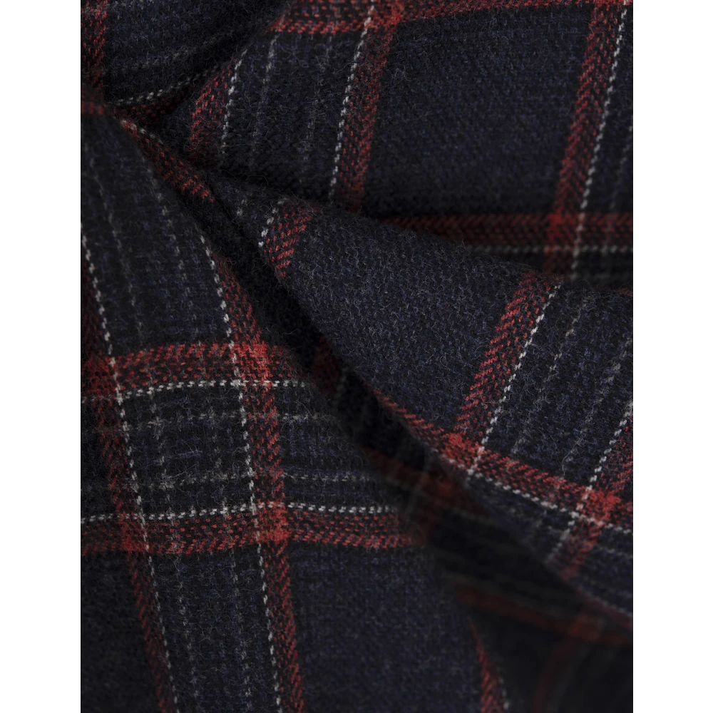 Kiton Blauwe Zip-Up Hoodie met Rode Check Blue Heren