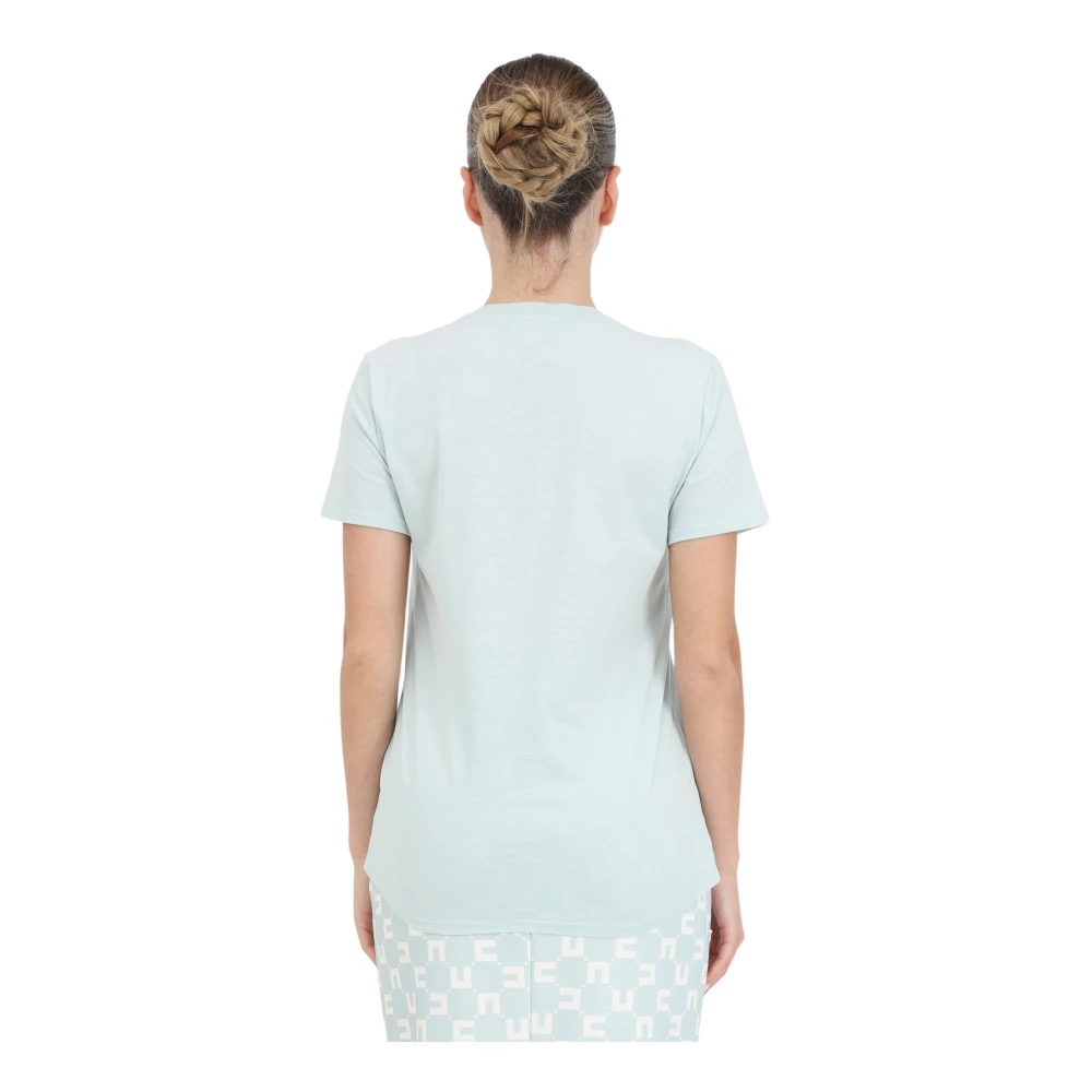 Elisabetta Franchi Watergroene Dames T-shirt met Charms Accessoire Blue Dames