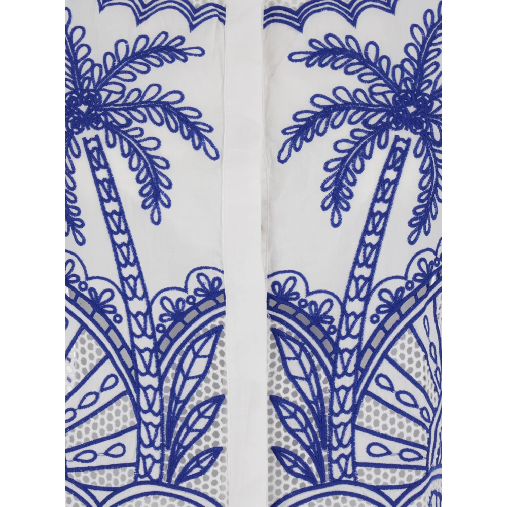 Farm Rio Blauwe Palm Trees Richelieu Overhemd Multicolor Dames