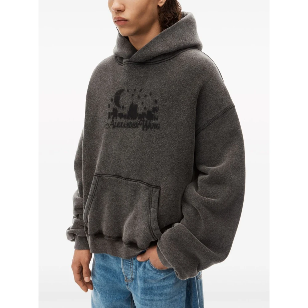 alexander wang Grijze Katoenen Hoodie Sweatshirt Gray Dames