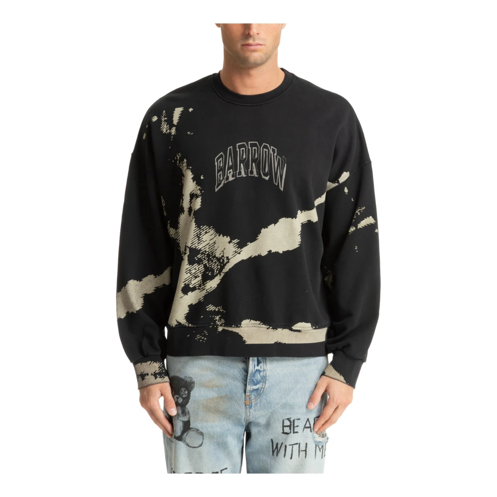 Barrow Gestreept Multicolor Logo Sweatshirt Black Heren