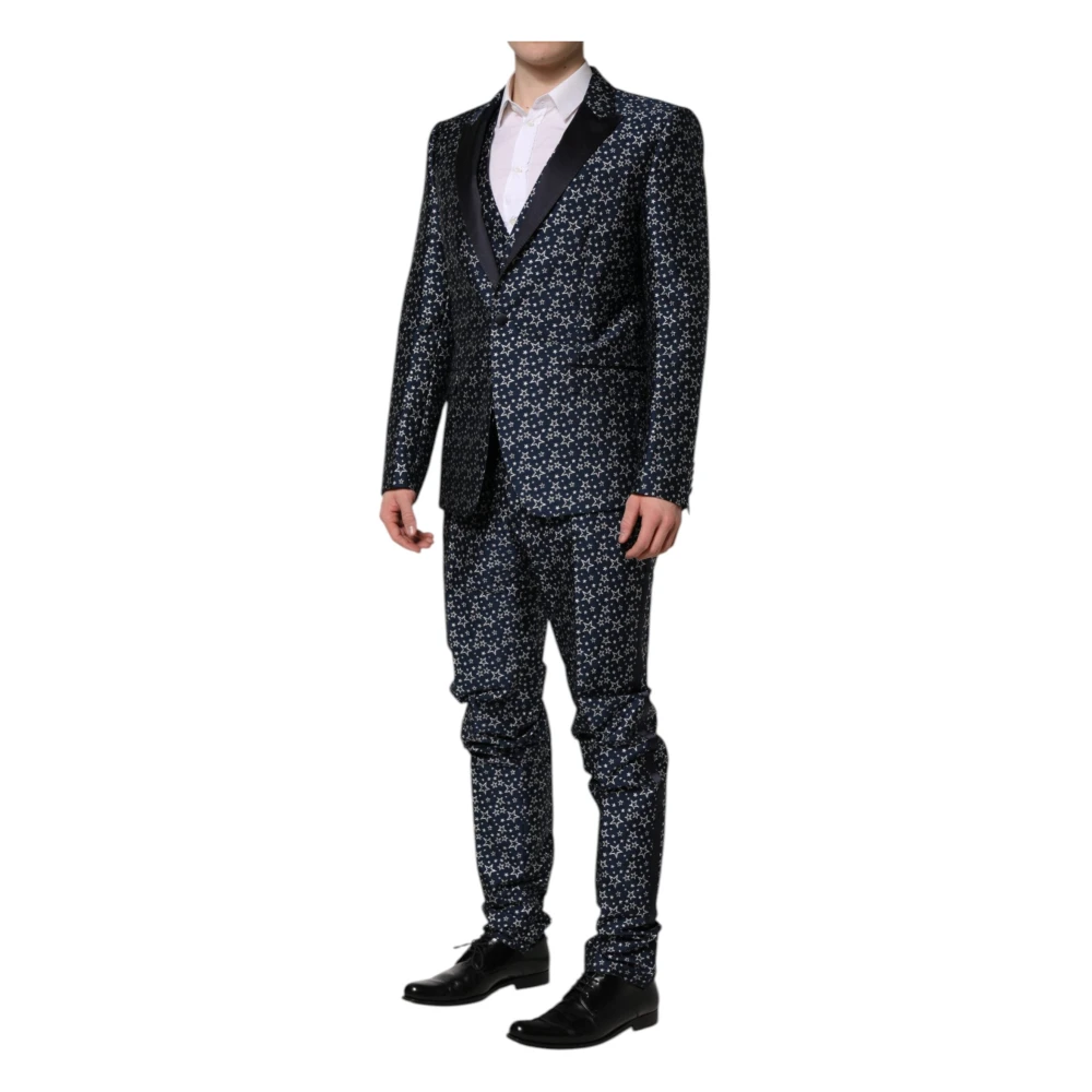 Dolce & Gabbana , Single Breasted Suits, Male, Blue, M, Martini 3-Piece Suit - Image 3
