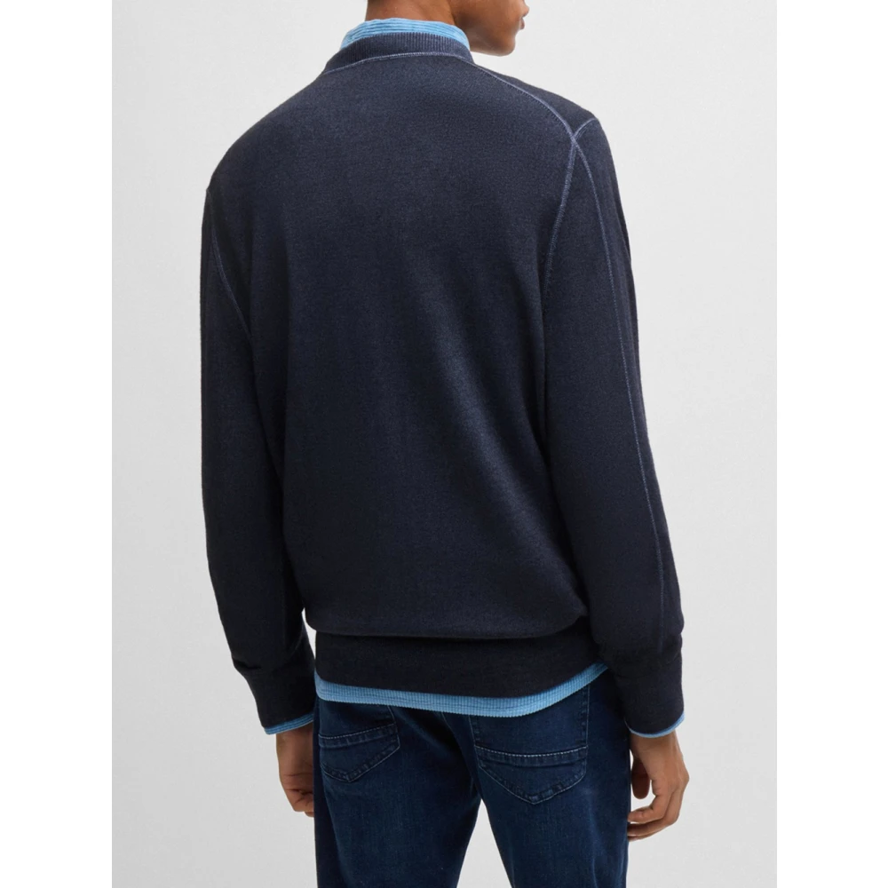 Hugo Boss Blauwe Crew Neck Sweater Astefano Blue Heren