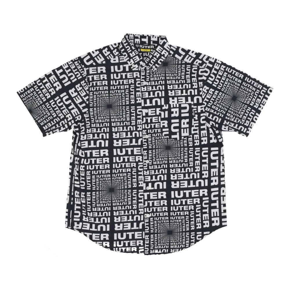 Iuter Zwarte korte mouw knoop shirt Black Heren