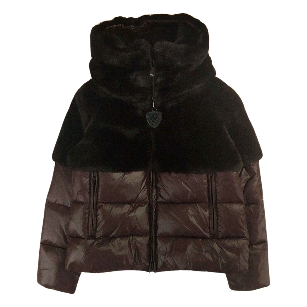 Blauer Bruine Winterjas met Bontvoering Brown Dames