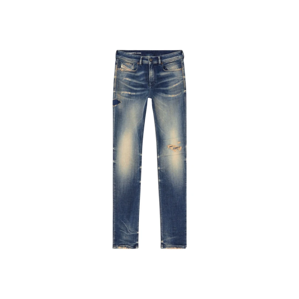 Diesel Skinny-Fit Jeans Donkerblauw Distressed Blue Heren