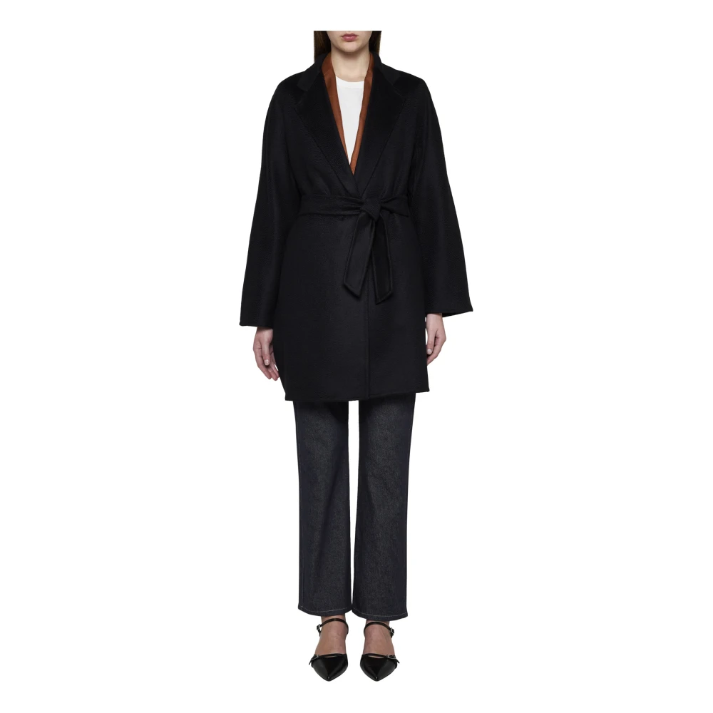 Max Mara Zwarte Kasjmierjas met Riem en Zakken Black Dames