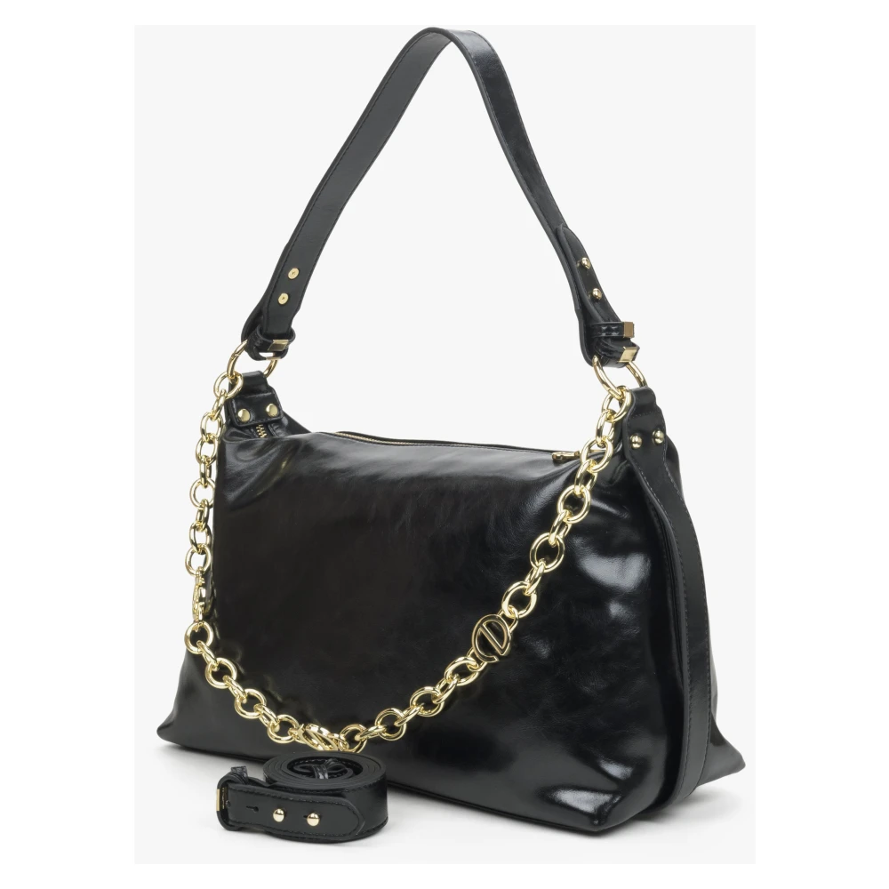 Estro Dames Zwarte Ketting Handtas gemaakt van Leer Er00114415 Black Dames