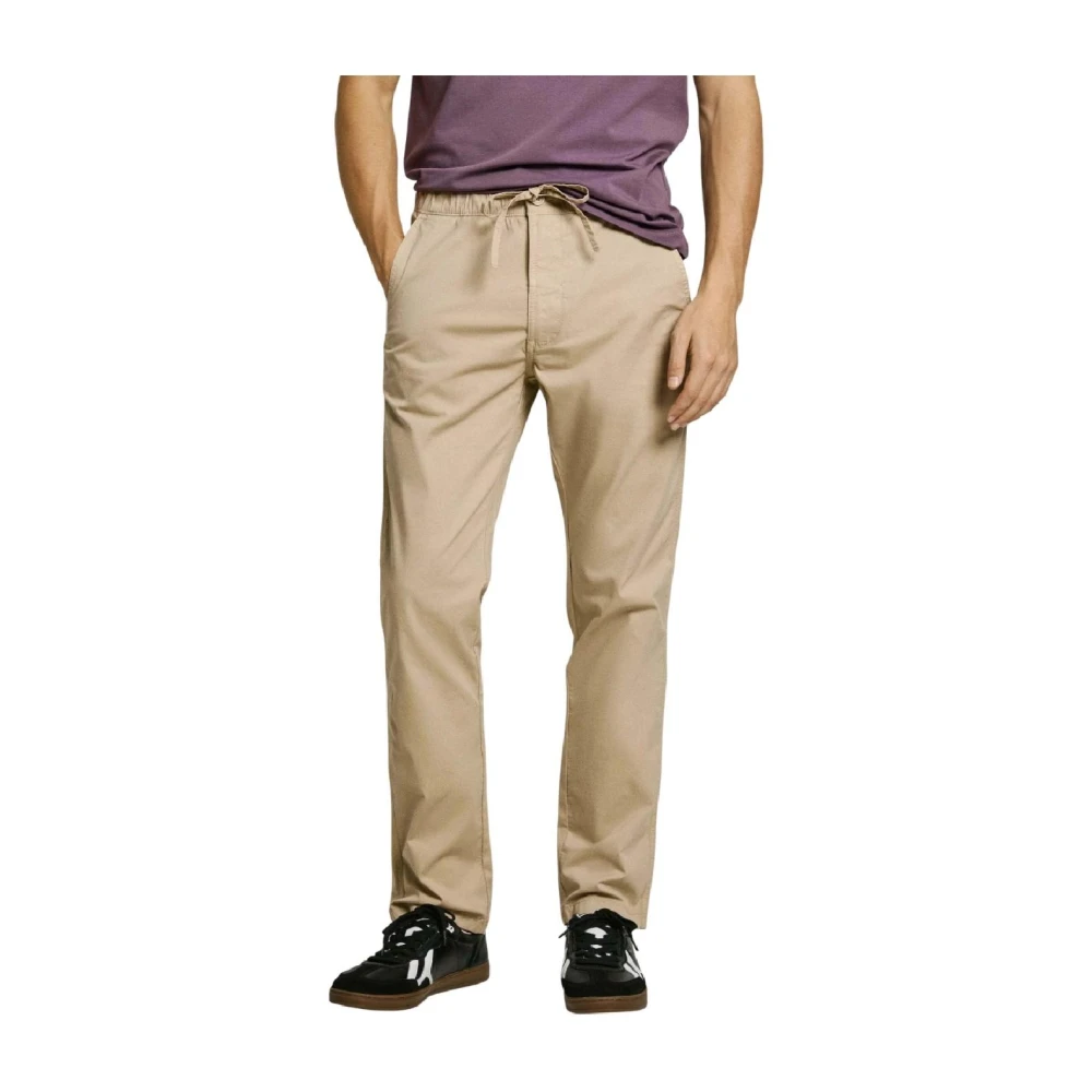 Pepe Jeans Men's Beige Comfort Pull On Chino Trousers - Straight Trousers - W30 - Trousers