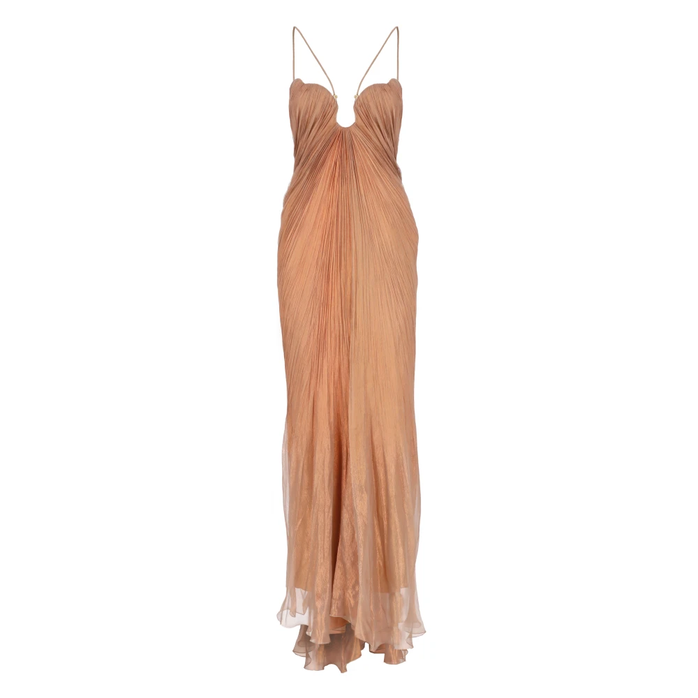 Maria Lucia Hohan Bronzen Zijden Jurk met Bandjes Brown Dames