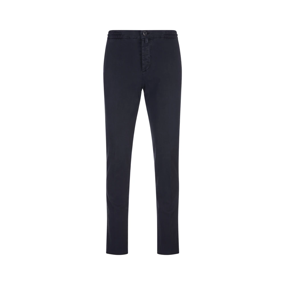 Kiton Blauwe Straight-Leg Broek Elastische Taille Blue Heren