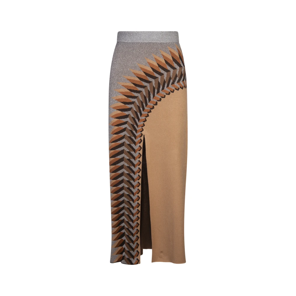 Paco Rabanne Lang Splitrok in Zilver en Bruin Multicolor Dames