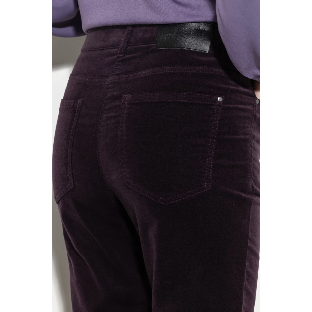 LUISA CERANO Bourgondische Velvet Babyflare Broek Red Dames