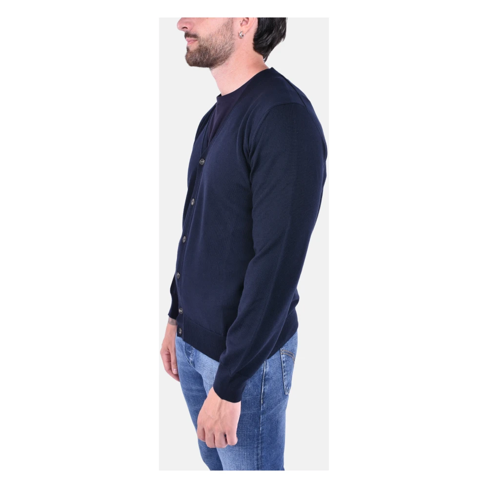 Kangra Wollen Vest Knoopsluiting Blue Heren