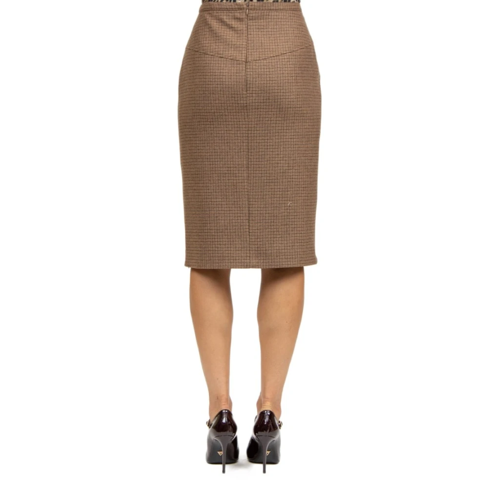 N21 Beige Pied-de-poule Rok met Zijsplitten Brown Dames