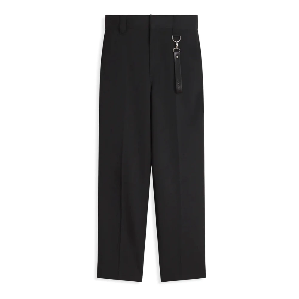 Lanvin Zwarte wollen rechte pasvorm broek Black Heren