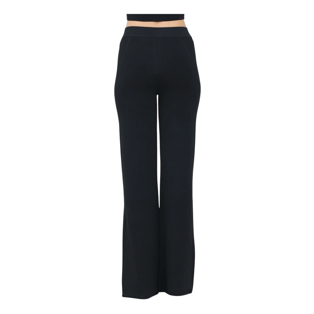 Calvin Klein Jeans Zwarte Gebreide Broek Wijde Snit Black Dames