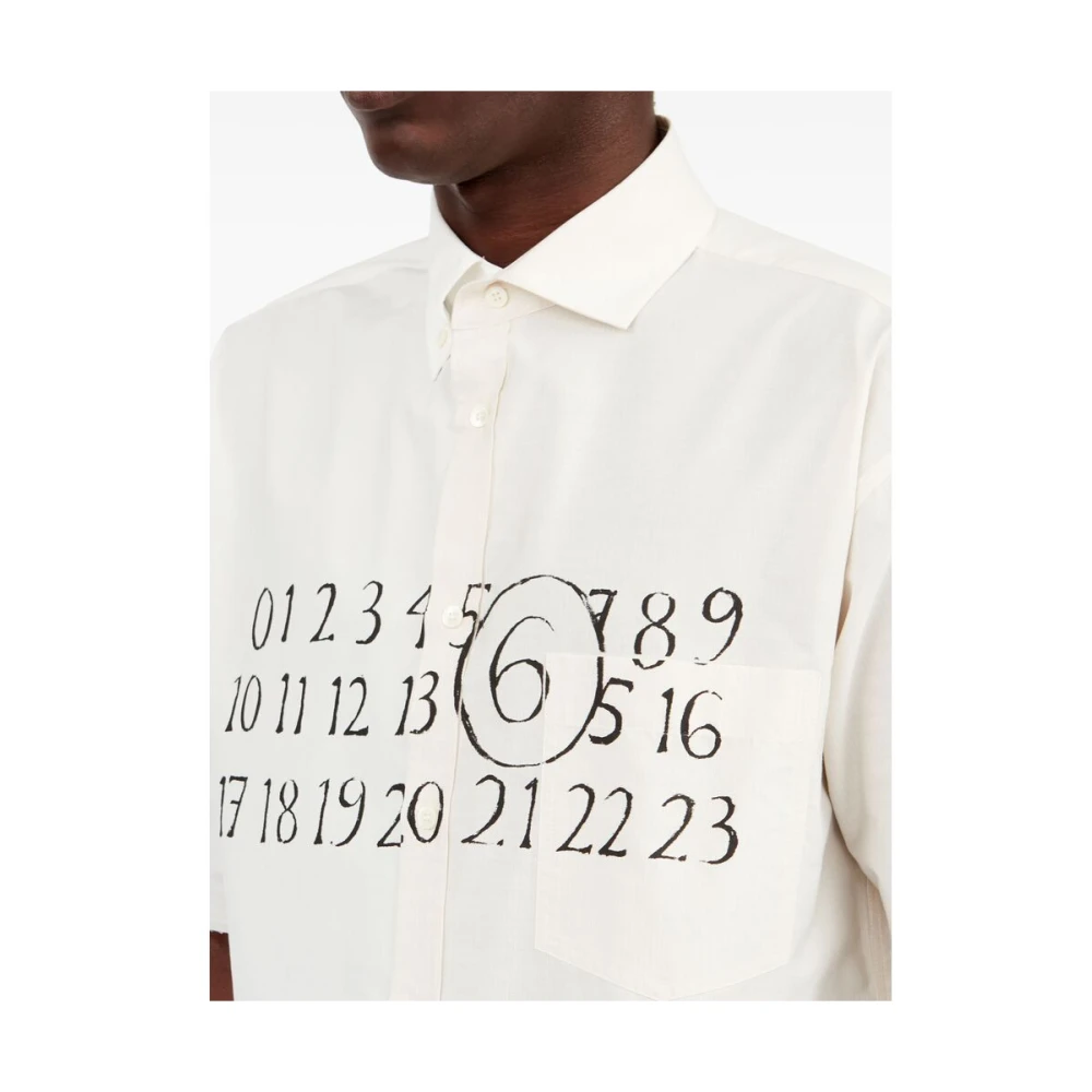 MM6 Maison Margiela Witte Katoenen Asymmetrische Overhemd White Heren