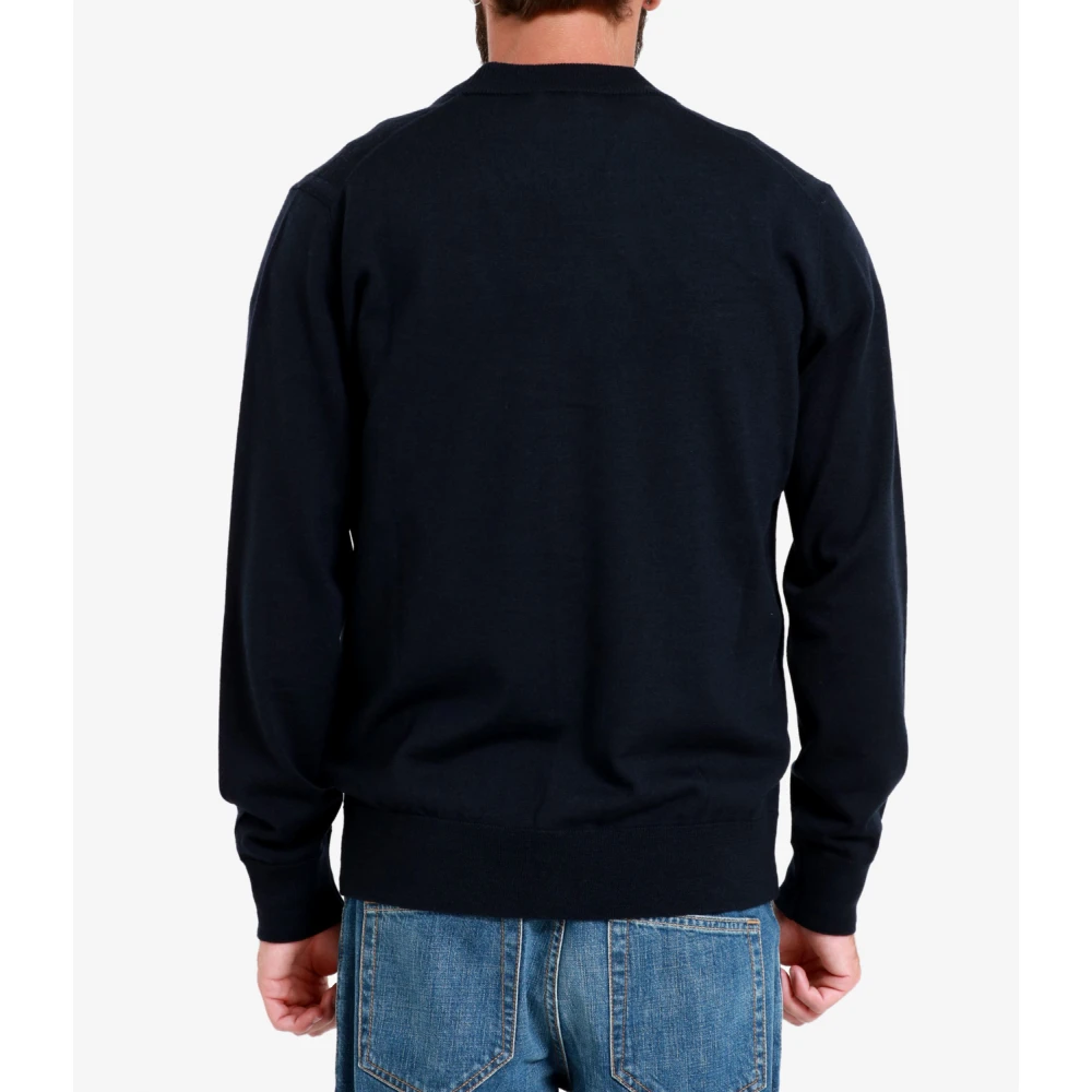 Paolo Pecora Blauwe Wol Cardigan V-Hals Sweater Blue Heren