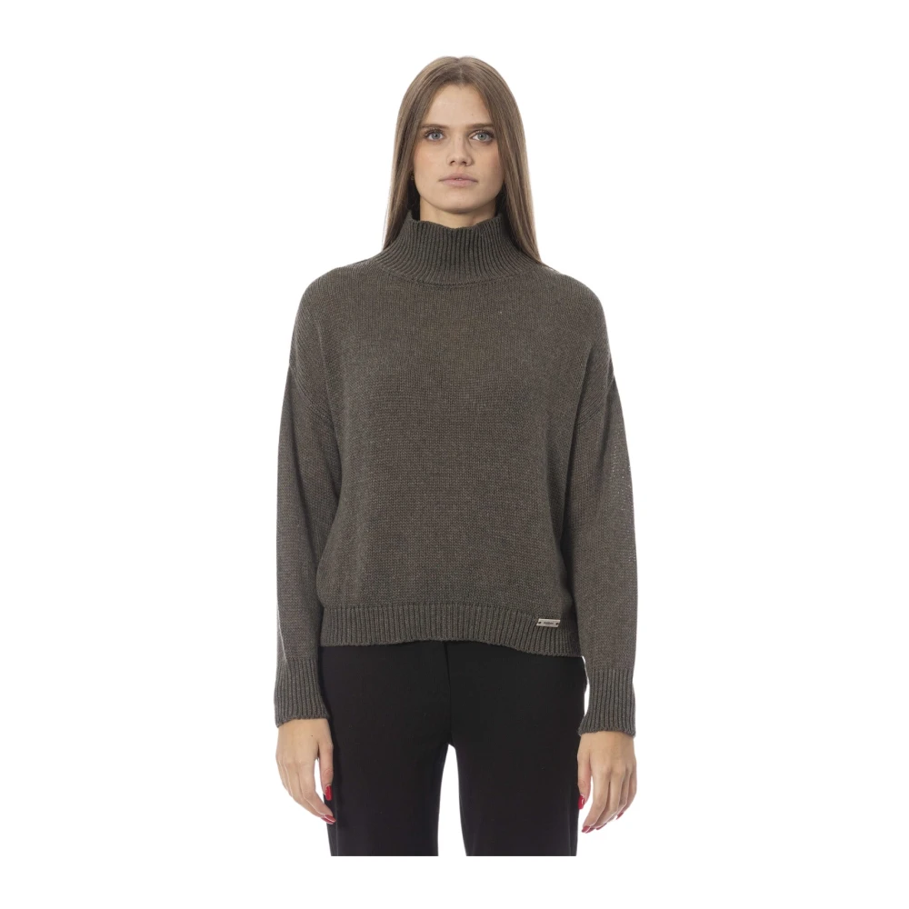 Baldinini Volcano Neck Lange Mouw Trui Green Dames