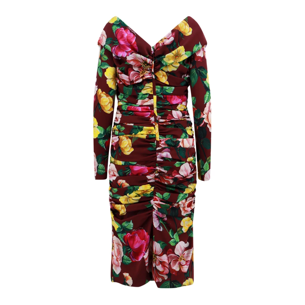 Dolce & Gabbana Zijden jurk met bloemenprint Multicolor Dames