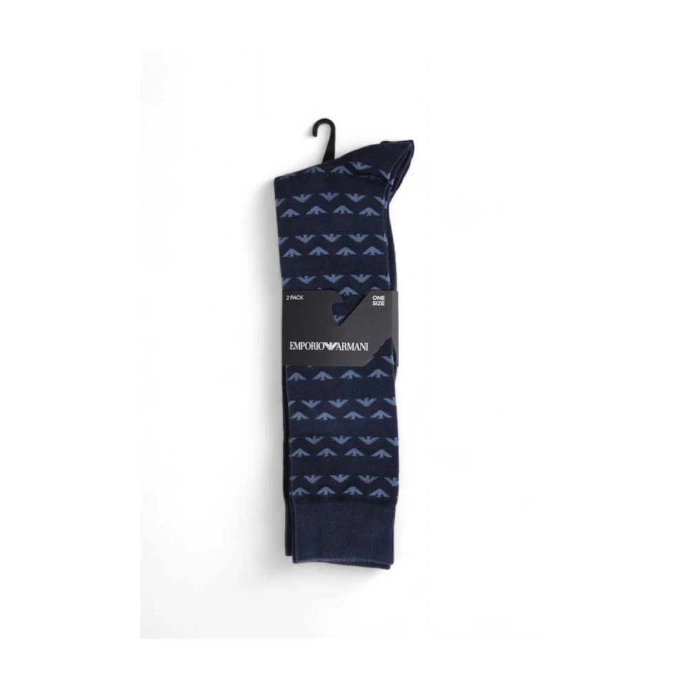 Emporio Armani Blauwe Katoenen Crew Sokken Blue Heren
