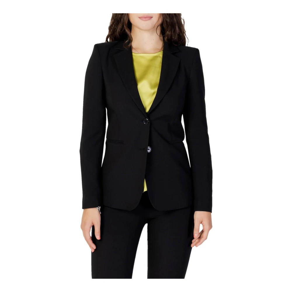 Sandro Ferrone Zwarte Knoopsluiting Revers Blazer Vrouwen Black Dames