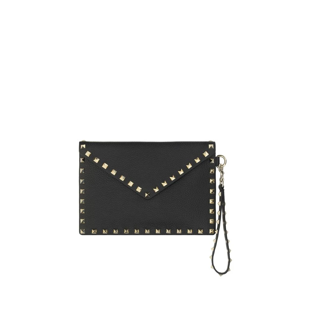Valentino Garavani Rockstud Clutch met Magnetische Klep Black Dames