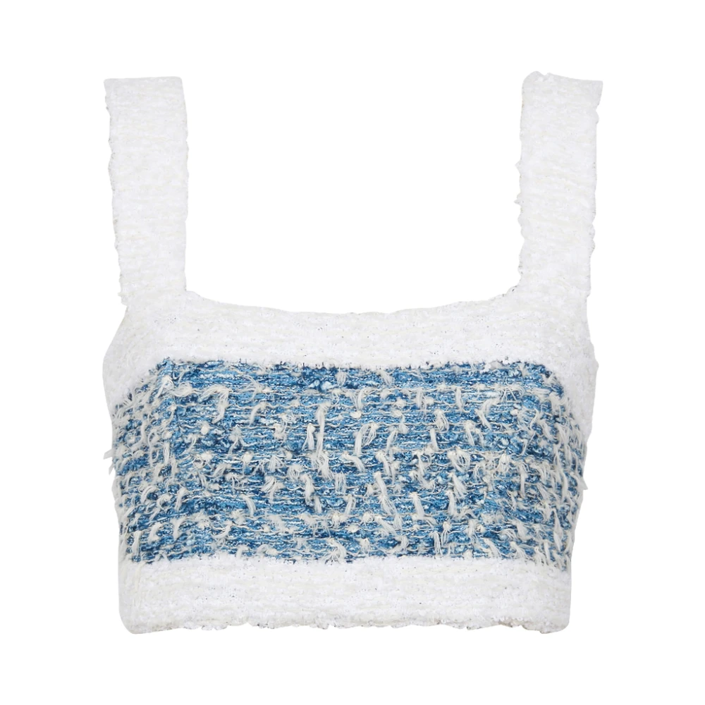 Balmain Multicolor Denim Tweed Strappy Top - Female - Sleeveless Tops - M - Tops