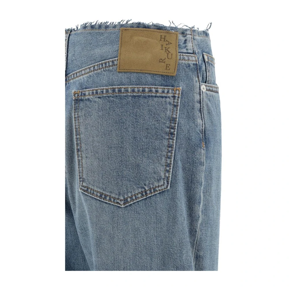 Haikure Straight five-pocket jeans met gerafelde tailleband Blue Dames