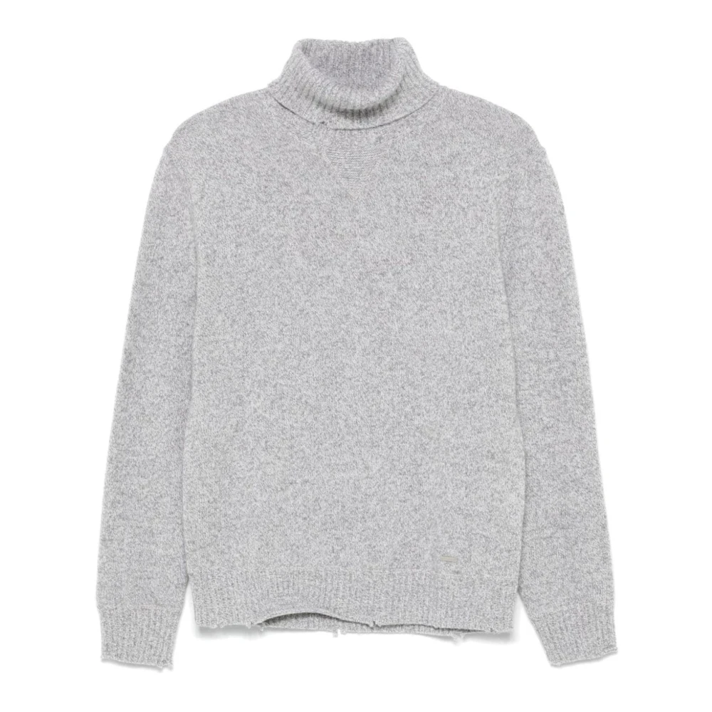 Dsquared2 Grijze Gebreide Trui Melange Kasjmier Wol Gray Heren
