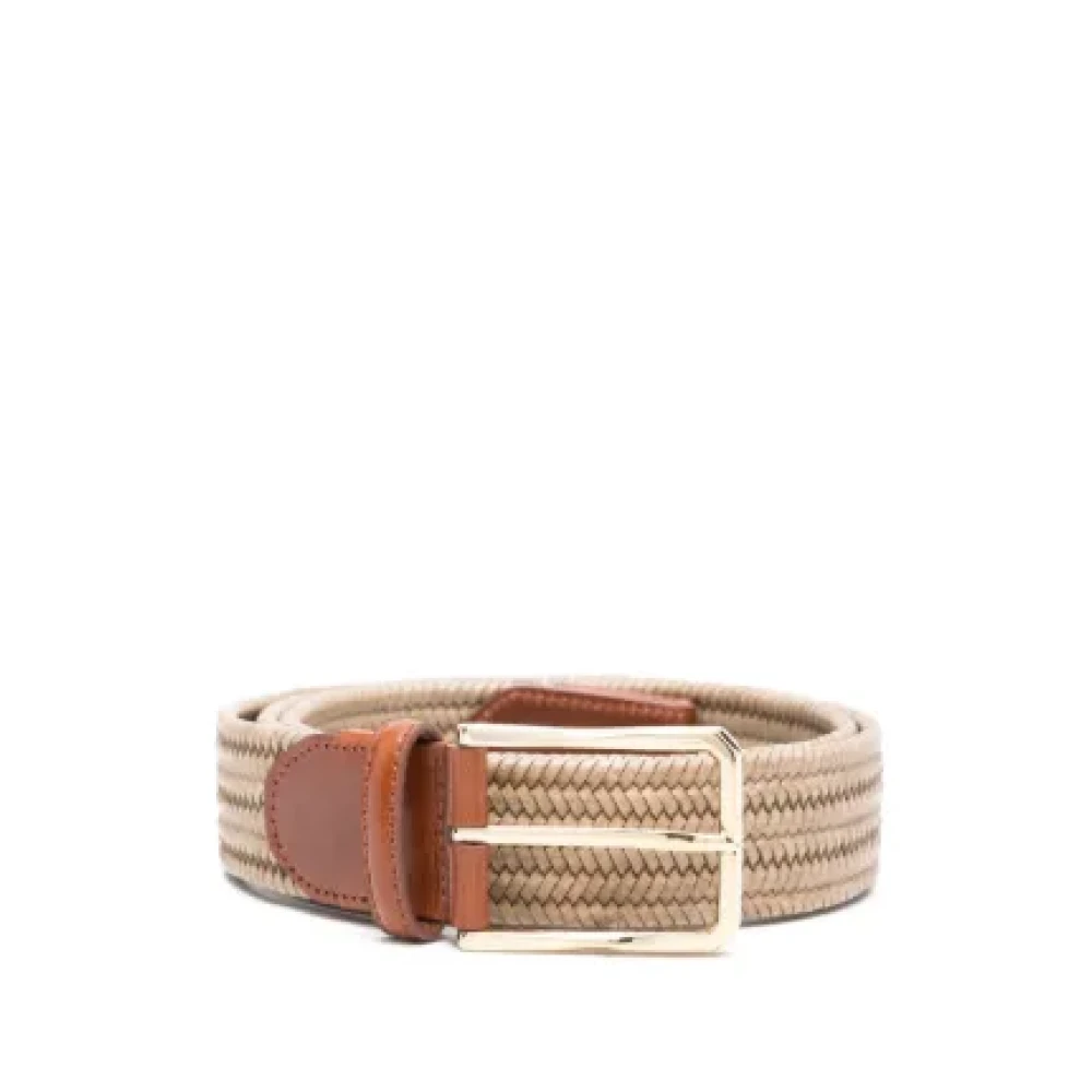 Canali Geweven Design Riem met Gesp Beige Heren