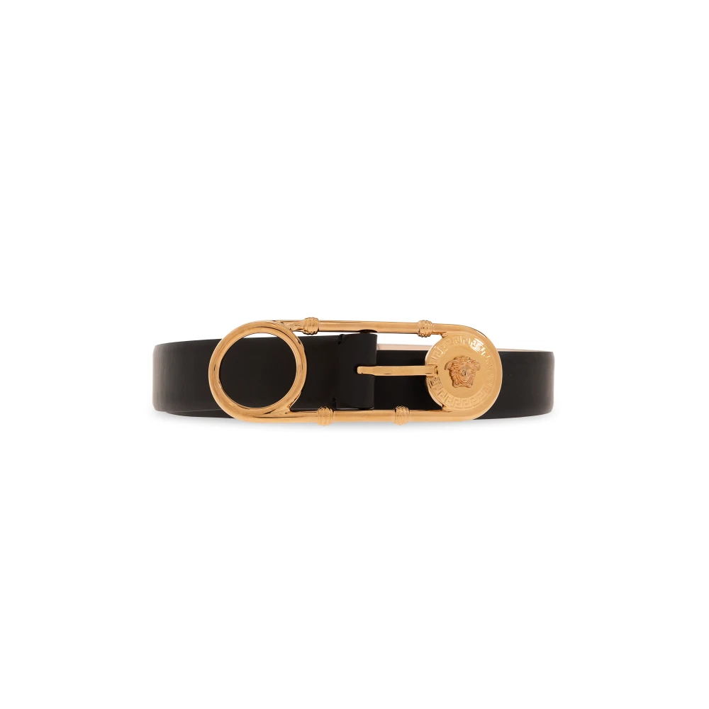 Versace Black Belts, Female, 65 Cm, Safety Pin Leather Belt 3 Cm