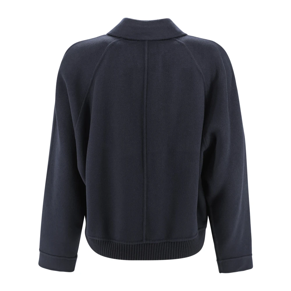 Max Mara Studio Wol Kasjmier Zijde Bomberjack Blue Dames