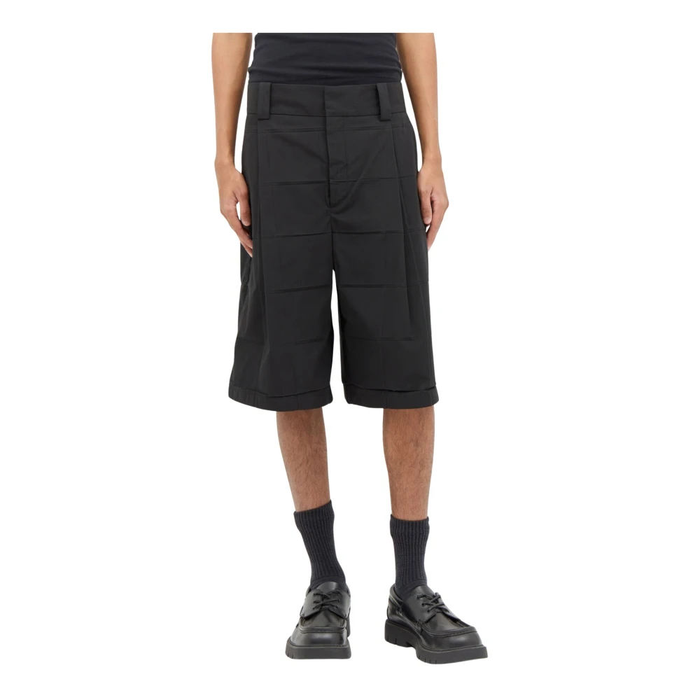 Jacquemus Geplooide katoenmix op maat gemaakte shorts Black Heren