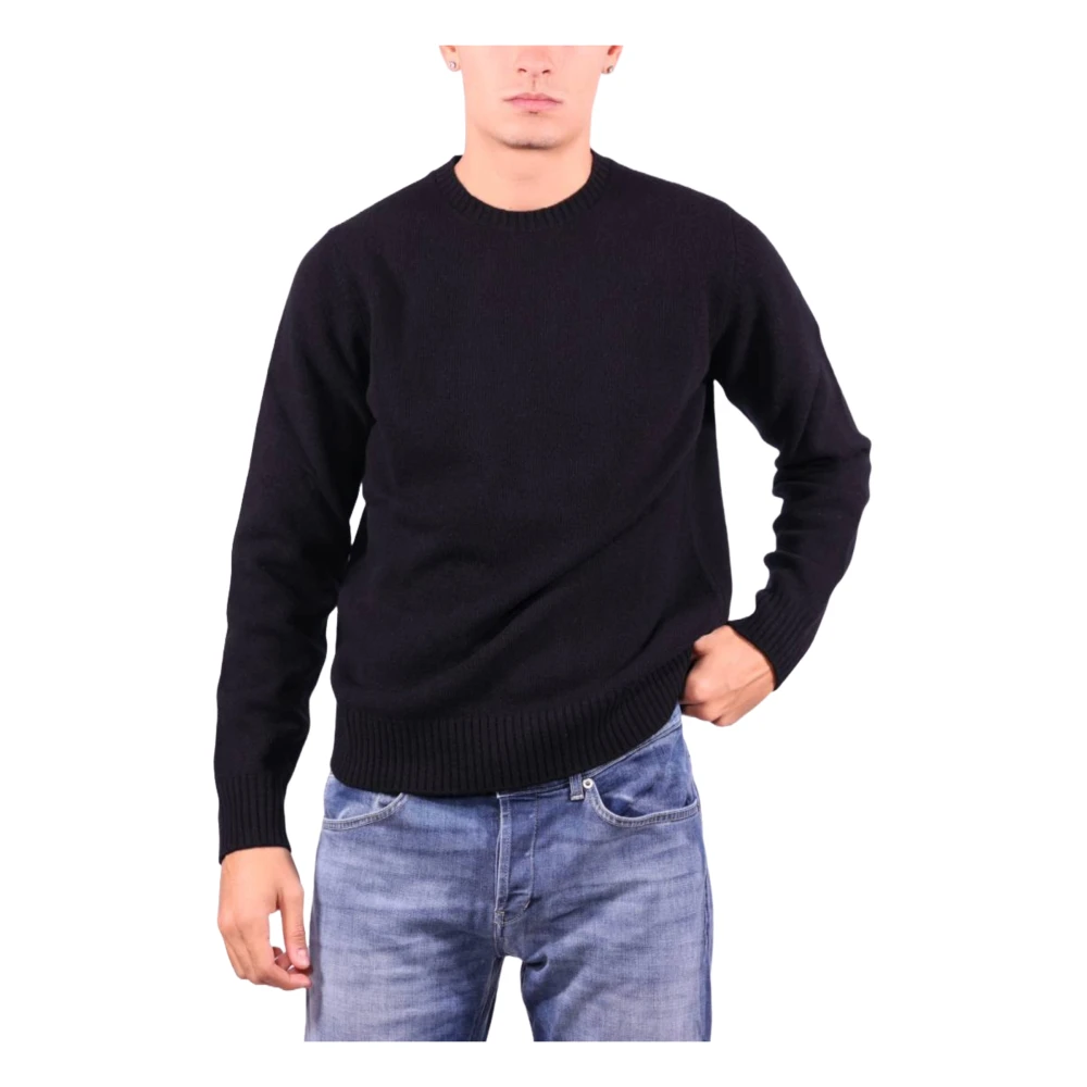 Roberto Collina Zwarte Wollen Trui Black Heren