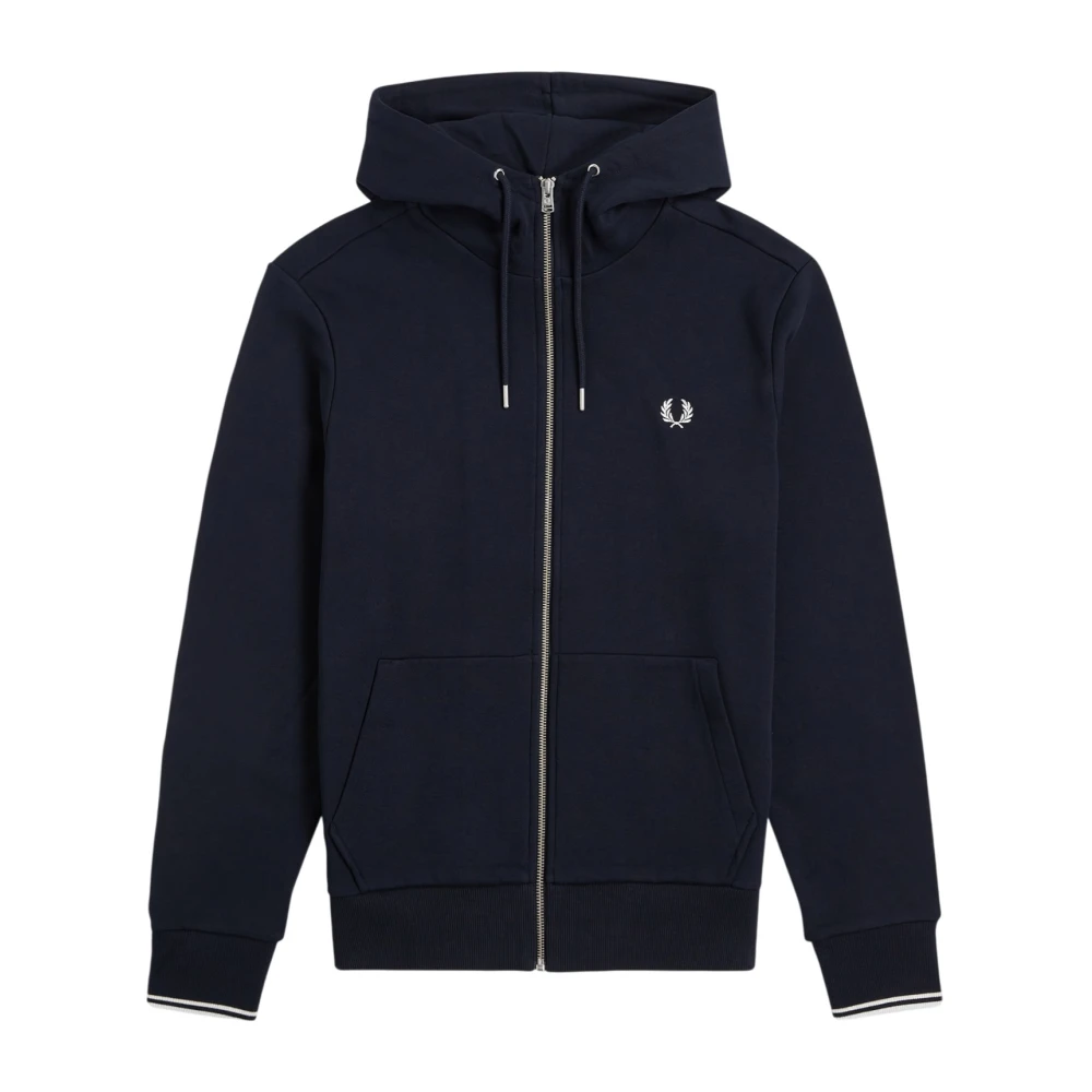 Fred Perry Men's Blue Zip-Throughs, L, Hooded Zip Through Sweatshirt