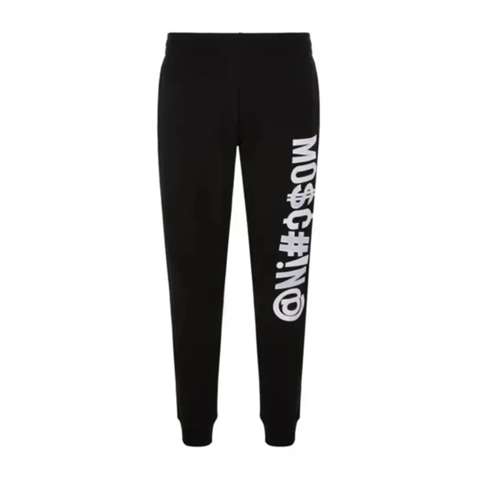 Moschino Logo Joggingbroek met Geribbelde Boorden Black Heren