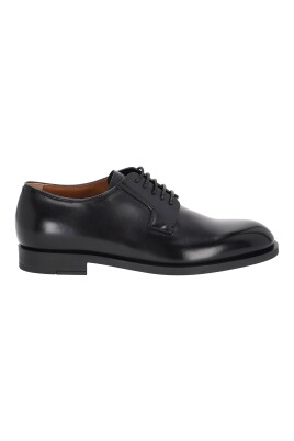 black-leather-derby-flat-shoes