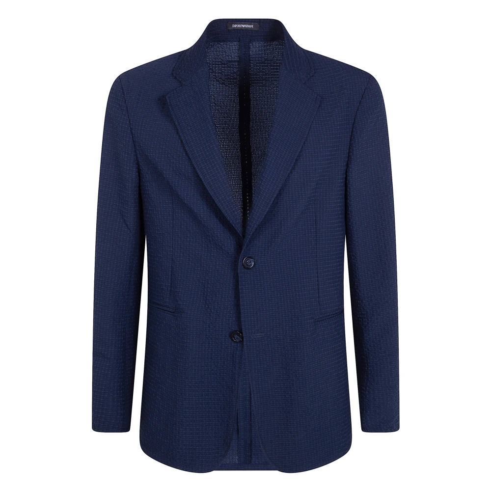 Emporio Armani Mannelijk Blauw Jassen Heren, M, Leer, Blazer