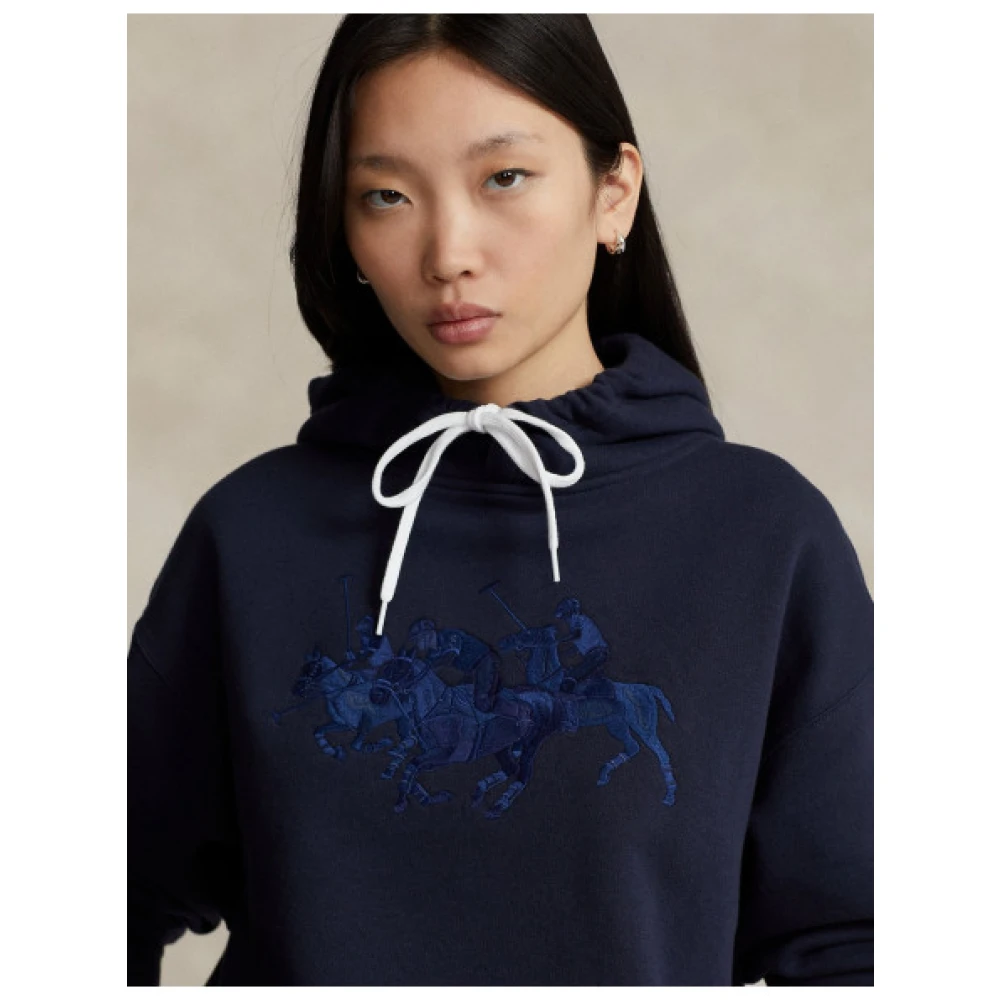 Polo Ralph Lauren Geborduurde Triple Rider Sweatshirt Blue Dames
