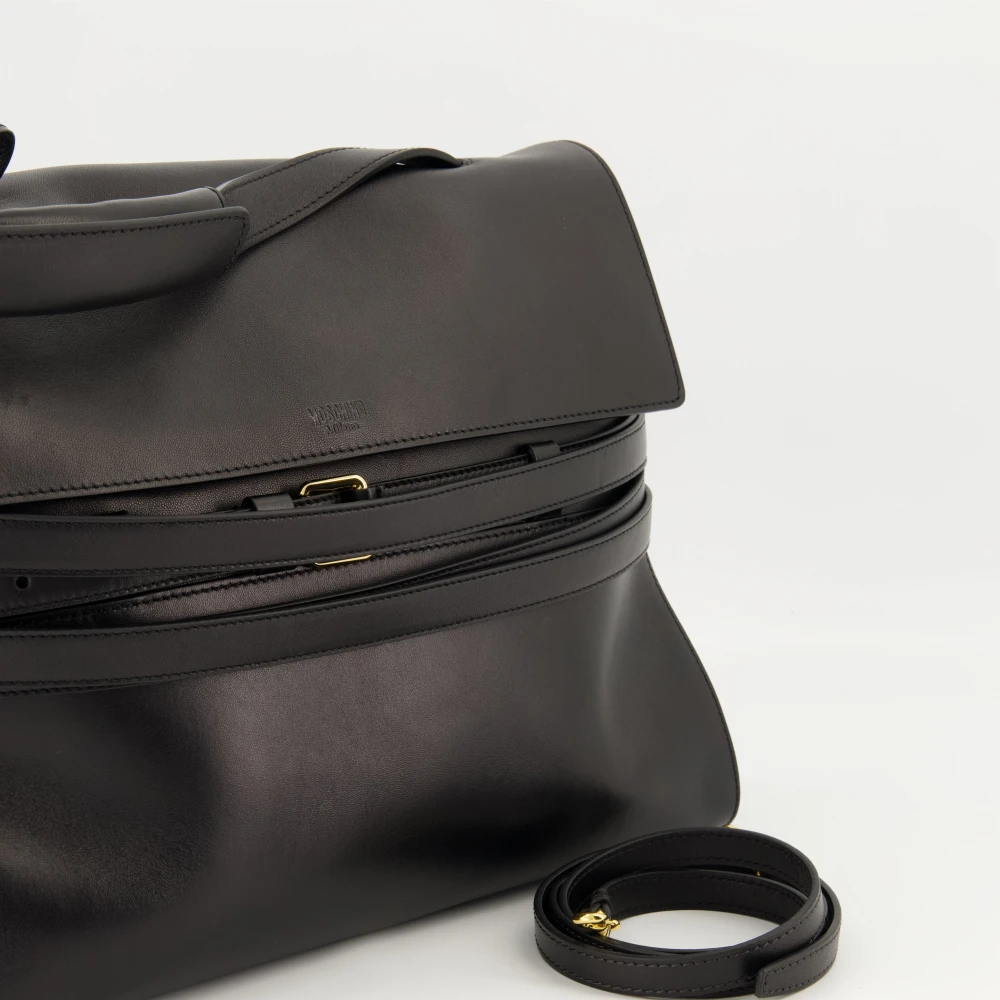 Moschino Zwarte leren schoudertas Black Dames